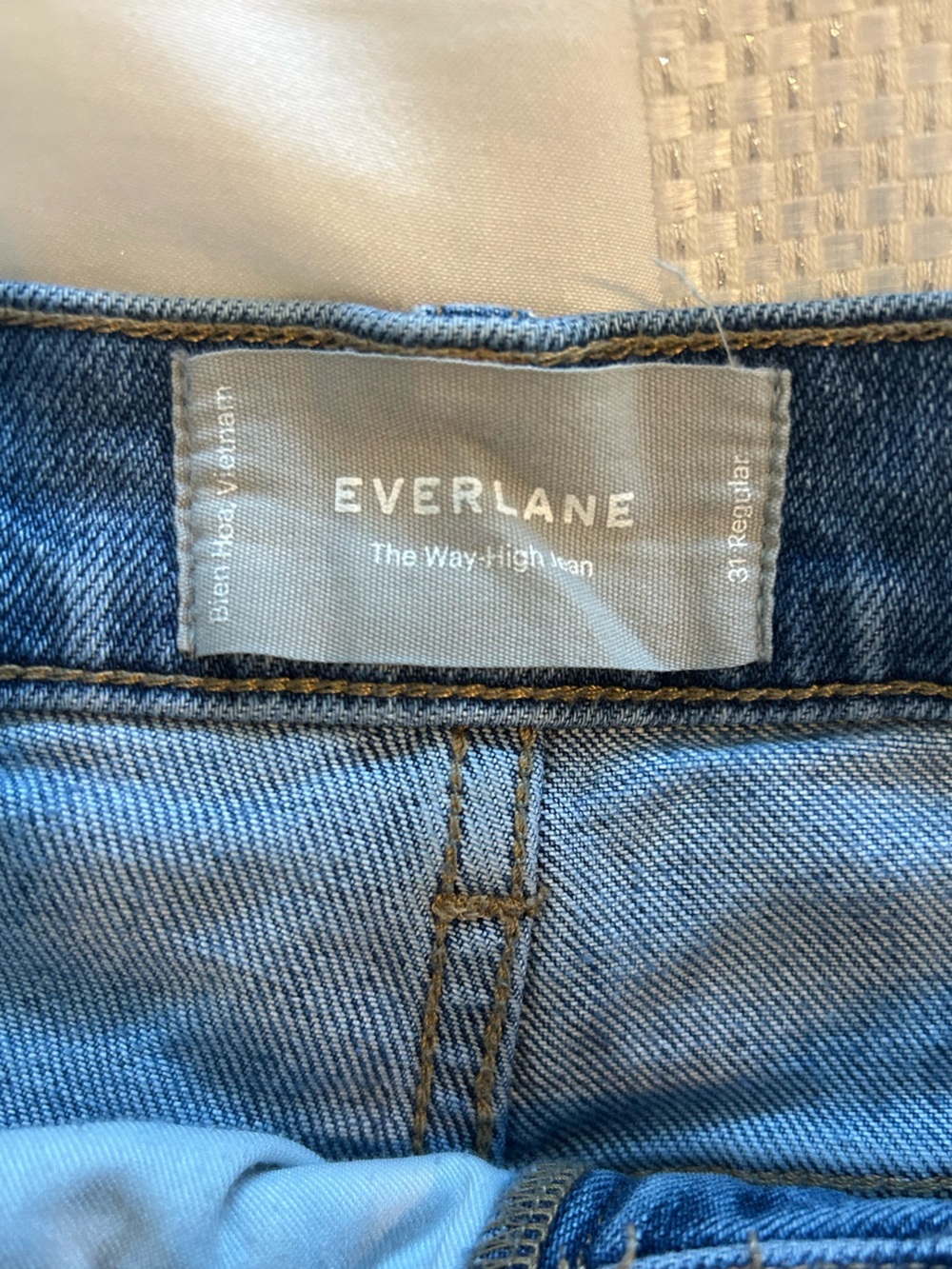 Everlane The Way High Jean Straight Leg Raw Hem Medium Blue Wash, Size 31 - Picture 9 of 10